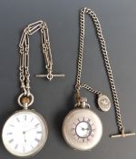 Two hallmarked silver keyless winding pocket watches, one half hunter with subsidiary seconds