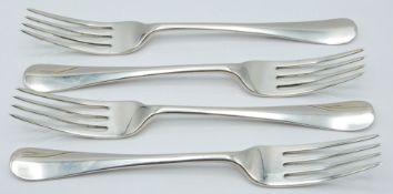 Mappin and Webb Edward VII set of four hallmarked silver Hanovarian pattern table forks, Sheffield