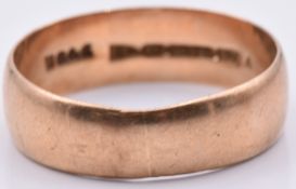 A 9ct rose gold wedding band/ ring, Chester 1909, 4.2g, size V