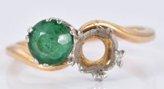 An 18ct gold ring set with paste, 2.9g, size L