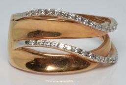 A 14ct gold ring set with cubic zirconia, possibly by Thomas Sabo, 6.1g, size R/S
