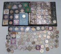 A large collection of modern crowns, £5 coins etc, some in an album, all contained in attache case