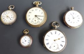 Five various pocket watches comprising Victorian hallmarked silver cased fusee lever example,