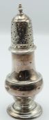 Georgian hallmarked silver baluster sugar caster, London 1766 maker's mark indistinct, height
