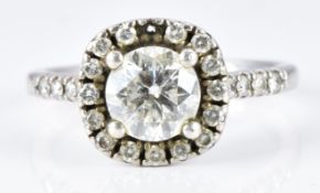 Glamira silver ring set with a round cut diamond of approximately 0.8ct surrounded by further