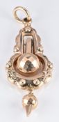 Victorian 9ct gold pendant with faceted sphere and applied decoration. W- 1cm x L- 4.5cm