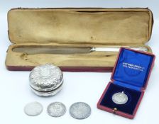 White metal mounted yo-yo marked Sterling, Regents Park Football Association hallmarked silver