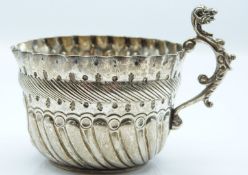 Victorian hallmarked silver cream jug with wrythen body, London 1893 maker John Robert Harris,