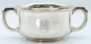 George V hallmarked silver twin-handled bowl, Birmingham 1929 maker Israel Sigmund Greenberg, height