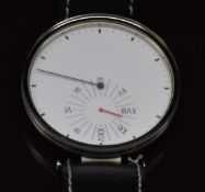 Alessi Tanto X Cambiare gentleman's wristwatch ref. AL18000 with subsidiary hours dial, red hour