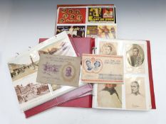Three albums of postcards, mainly reprints including military and naval interest, film and wide