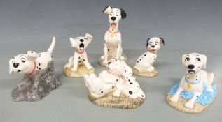 Seven Royal Doulton Walt Disney 101 Dalmatians figures including Cruella De Vil, boxed
