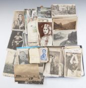 A collection of Edwardian and other postcards to including motoring, cricket, Bonzo, music hall,