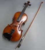 German violin labelled Franz Sandner 2001, produced in an earlier style, with 35.5cm two piece back,