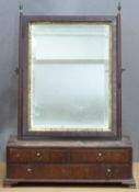 Georgian mahogany dressing table mirror with three drawers below, W43 x D23 x H64cm