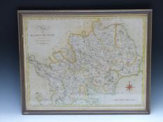 19thC engraved map of Hartfordshire (Hertfordshire), published by John Stockdale, Piccadilly,
