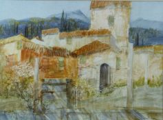 Frederick Donald Blake (Scottish RI 1908-1997) abstract watercolour of buildings, signed lower