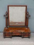Georgian flame mahogany swing framed mirror with three drawers below, H68cm