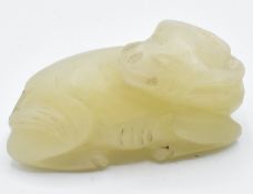 A 19th/early 20thC Chinese jade carving of a buffalo, 4.5 x 2.5cm