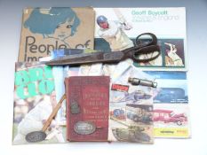 Collectables including hallmarked silver ARP badge, military whistle, tailor's scissors, cricket
