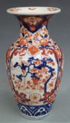 A 19thC Japanese Imari vase decorated with birds amongst prunus blossom, H30cm