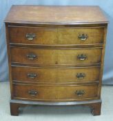 Walnut bow fronted chest of two over three drawers raised on bracket feet, W79 x D52 x H85cm