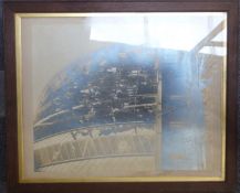 Large framed photograph of Joseph Paxton's Crystal Palace depicting workers on scaffold, likely when