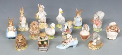 Fifteen Beswick Beatrix Potter figures including Peter Digging, Mr Pricklepin, Thomasina etc