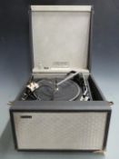 Hacker record player with Garrard 2025TC deck, in two tone Rexine finish