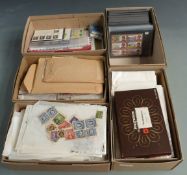 Five boxes of miscellaneous loose stamps, booklets, foreign and Commonwealth mini sheets etc