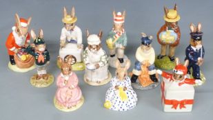 Eleven Royal Doulton Bunnykins figures including Ice Cream Vendor, Boy Scout, Postman, Cook etc