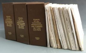 Three large albums of all-world covers together with album pages, in original packets