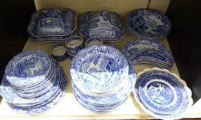 Spode Italian dinner and tea ware, mostly six to eight place settings including two covered