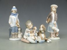 Three Lladro figures, tallest 20cm