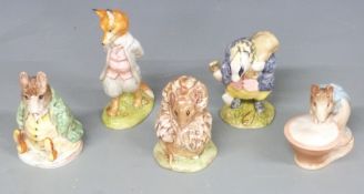 Five Beswick Beatrix Potter figures comprising Anna Maria and Samuel Whiskers both BP2, Tommy Brock,