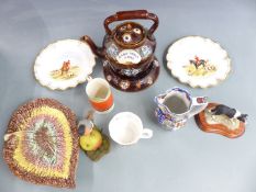 Gray's Pottery jug, probably Susie Cooper banded pattern 7670 c1927, Royal Crown Derby cabinet