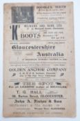 Gloucestershire v Australia, October 1908, Kingsholm, Gloucester Rugby programme