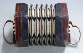 Lachenal 20-key Anglo concertina with bone buttons, rosewood fretworked ends and five-fold