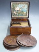 Polyphon 8 inch table disc musical box with 18 discs