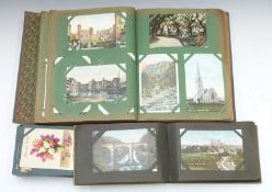 Three albums of postcards to include Edinburgh, Newcastle-on-Tyne, York, Birmingham, glamour, Wales,