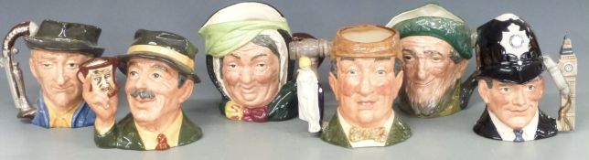 A collection of Royal Doulton large character jugs including Policeman, The Auctioneer, The