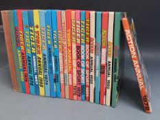 Twenty-three Tiger, Action and similar annuals, all 1970's and 1980's.