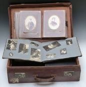 Leather suitcase of photograph albums to include a holiday in Syston dated 1929, London Zoo,
