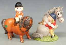 Beswick Thelwell 'Learner' figure on horseback and a Beswick Studio Sculptures figure, tallest 12cm