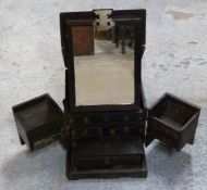 Chinese rosewood travelling vanity set with lift up top revealing mirror and swing out