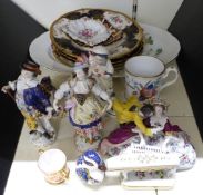 Royal Crown Derby paperweights, Imari 1128 pattern pin dish, Coalport cabinet plates, continental