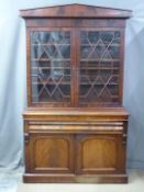Victorian mahogany astragal glazed bookcase with adjustable shelving and single drawer and