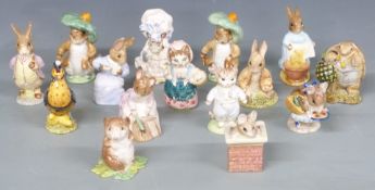 Fifteen Beswick Beatrix Potter figures including Benjamin Bunny, Tom Kitten, Sally Henny Penny,