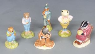 A set of six Royal Albert Wind In The Willows figures including rare Portly, tallest 10cm