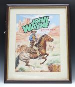 Walt Howarth watercolour original comic book annual artwork of the John Wayne Adventure Annual,